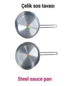 Çelik Sosluk Çelik Sos Tavası 20 cm Ebatlı büyük boy 430 kalite Çelik Sos Tavası iki adet - 2