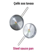 Çelik Sosluk Çelik Sos Tavası 20 cm Ebatlı büyük boy 430 kalite Çelik Sos Tavası iki adet - 3