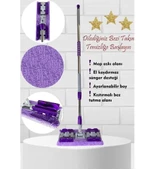QASUL Yer Mopu Paspas Fayans Duvar Yüzey Temizlik Mikrofiber Mop + Yedek Bez Hediye - 2