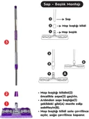 QASUL Yer Mopu Paspas Fayans Duvar Yüzey Temizlik Mikrofiber Mop + Yedek Bez Hediye - 4