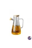 Fame Kitchen Bambu Kapaklı Borosilikat Cam Damlatmaz Yağlık Sirkelik Sosluk - 900 ml - 2