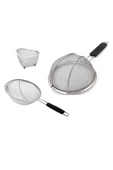 Fame Kitchen Paslanmaz Çelik 24cm ve 26cm Bariyerli Tek Saplı Yuvarlak Süzgeç ve Üçgen Lavabo Süzgeç Seti-3 Parça - 2