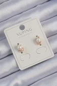 Xuping Rose Renk Zirkon Taşlı İncili Kedi Küpe - TJ-BKP9401 - 1