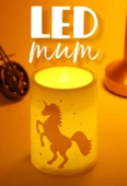 3Lü Unicorn Led Mum Bardak Tipi Pilli Dumansız Alevli Dekoratif Yapay Mum 10 cm - 1
