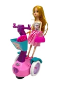 Scooter Süren Işıklı Ve Müzikli Çarp Dön Pembe Elbiseli Aksesuarlı Bebek 30 cm - 2