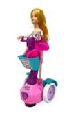 Scooter Süren Işıklı Ve Müzikli Çarp Dön Pembe Elbiseli Aksesuarlı Bebek 30 cm - 1