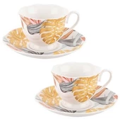 Tantitoni Gold Leaves 2 Kişilik Kahve Fincan Takımı - 1