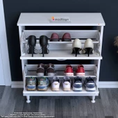 Modilayn UMAY Antre Hol 72 x 90 x 25, 5 cm’ lik 2 Düşer Kapak 4 Göz Raf Bölmeli Ayakkabılık - 4