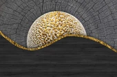 Yanmış Ağaç ve Altın Desenli Duvar Kağıdı - 6