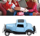 Nostaljik Klasik Metal Çek Bırak Araba Kapılar Açılır Mavi ( 1/36 Ölçek ) - 4