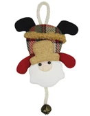 Yılbaşı Kapı Süsü Ekoseli Çanlı Noel Baba 20 Cm - 1