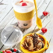 Taken Go Kapaklı Kaşıklı Pratik Taşınabilir Meyveli Yoğurt Kabı - 1