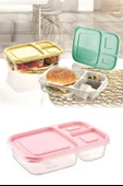 3 Bölmeli Sefer Tası Pratik Kolay Gıda Diyet Saklama Erzak Kabı - 7