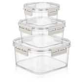 3'lü Pratik Silikon Contalı Sızdırmaz Kapaklı Sağlam İstiflenebilir Saklama Kapları - 4