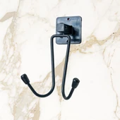 Kendiliğinden Yapışkanlı Siyah Paslanmaz Metal Bornoz ve Havlu Askılığı - 4