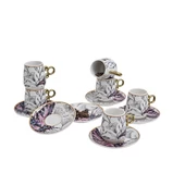 Sudedi Home Floral Renkli Yaldızlı 6 Kişilik Kahve Fincan Takımı Por-101737 - 3
