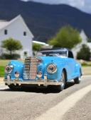 Nostaljik Klasik Metal Çek Bırak Araba Mavi Kapılar Açılır ( 1/36 Ölçek ) Mod:3 - 2