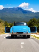 Nostaljik Klasik Metal Çek Bırak Araba Mavi Kapılar Açılır ( 1/36 Ölçek ) Mod:3 - 6