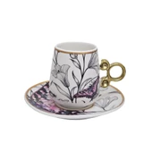 Sudedi Home Floral Renkli Yaldızlı 6 Kişilik Kahve Fincan Takımı Por-101737 - 1