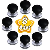 8 Adet Petunya Kulp Siyah Polimer Düğme Kulp Krom Tablalı Mobilya Mutfak Dolabı Çekmece Kulbu Kulpları thumbnail 1