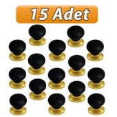 15 Adet Petunya Kulp Siyah Polimer Düğme Kulp Altın Tablalı Mobilya Mutfak Dolabı Çekmece Kulbu Kulpları thumbnail 1