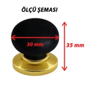 15 Adet Petunya Kulp Siyah Polimer Düğme Kulp Altın Tablalı Mobilya Mutfak Dolabı Çekmece Kulbu Kulpları thumbnail 2