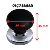 15 Adet Petunya Kulp Siyah Polimer Düğme Kulp Krom Tablalı Mobilya Mutfak Dolabı Çekmece Kulbu Kulpları thumbnail 2