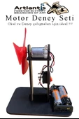 Pervane Motor Deney Seti 1 Paket Dc Motor Anahtar Pil Yatağı Pervane Pil İletken Kablo Okul Deney Seti - 2