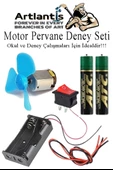 Pervane Motor Deney Seti 1 Paket Dc Motor Anahtar Pil Yatağı Pervane Pil İletken Kablo Okul Deney Seti - 4