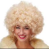 Altın Renk Kıvırcık Afro Bonus Peruk Saç Parti Peruğu Platin Gold - 1