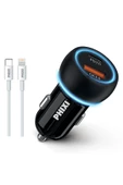 Oto Çakmaklık Şarjı Süper Hızlı 60W + Iphone Apple Kablosu Çift Çıkışlı PD Araç Şarj Adaptörü - 5
