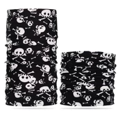 Siyah Renk Üzeri Likralı Beyaz Kemik Kafatası İskelet Baskılı Baf Buff Bandana 30x48 cm - 3