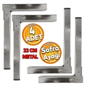 4 ADET Sofra Ayağı 22 cm Metal Katlanır Siyah Taban Yer Sofrası Sini Altı Mobilya Ayak Sehpa Masa - 1