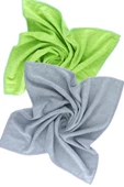 SİLVER HOME Universal Kareli 2li Mikrofiber 40x40cm Temizlik Bezi - Yeşil/gri - 2