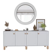 Midoser Natura Kapaklı Aynasız Bohem Ayaklı Konsol Beyaz 180 Cm. - 5