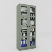 Midoser Lucas Cam Kapaklı Vitrin - Büfe - Kitaplık ve Çok Amaçlı Dolap ( AYARLANABİLİR RAF ) - Yeşil - 4