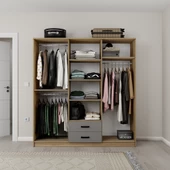 Midoser Yaman Luna-Keçe 6 Kapaklı 2 Çekmeceli Gardırop - 1