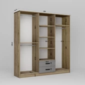 Midoser Yaman Luna-Keçe 6 Kapaklı 2 Çekmeceli Gardırop - 5