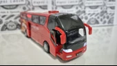 Metal Yolcu Otobüsü Oyuncak Sesli Işıklı 19 Cm Kapı Açılır Çekbırak Diecast Model Araç Kırmızı Otobus - 2