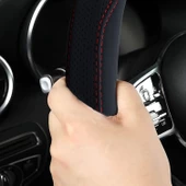 Oto Geçme Direksiyon Kılıfı Desenli Nikelaj Detaylı Suni Deri Gri Renk TEQ-015BK - 4