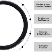 Oto Geçme Direksiyon Kılıfı Desenli Nikelaj Detaylı Suni Deri Gri Renk TEQ-015BK - 2