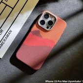 iPhone 15 Pro Max MagSafe Uyumlu Kılıf Carbon Desenli Premium Kapak thumbnail 7