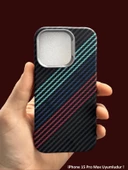 iPhone 15 Pro Max MagSafe Uyumlu Kılıf Carbon Desenli Premium Kapak thumbnail 3