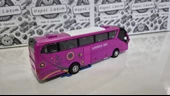 Metal Yolcu Otobüsü Oyuncak Sesli Işıklı 19 Cm Kapı Açılır Çekbırak Diecast Model Araç Pembe Otobus - 4