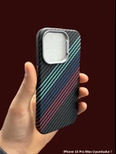 iPhone 15 Pro Max MagSafe Uyumlu Kılıf Carbon Desenli Premium Kapak thumbnail 4