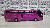 Metal Yolcu Otobüsü Oyuncak Sesli Işıklı 19 Cm Kapı Açılır Çekbırak Diecast Model Araç Pembe Otobus - 1