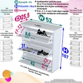 Modilayn VARBİ Asma Antre 72 x 115 x 25, 5 cm’ lik 3 Düşer Kapak 6 Göz Raf Bölmeli Ayakkabılık - 5