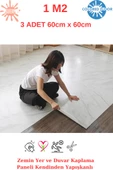 Renkli Duvarlar 1m2 3 Adet 60X60cm Floor Yapışkanlı Zemin ve Duvar Kaplama Paneli Arkası Kauçuklu Pvc WC Paneli 6216 thumbnail 1
