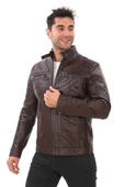 Spor Model Erkek Deri Mont Fındık Renk - 4