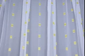 TERGAL FISTIK YEŞİLİ KARELİ BEYAZ RENK TEK KANAT Hazır Dikilmiş Pileli Fon Perde 300*260 Cm - 2